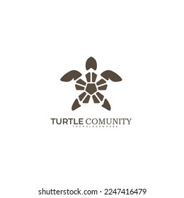 turtle logo vector design illustration group symbol
