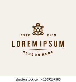 turtle logo vector line outline icon in trendy hipster vintage classic style illustration