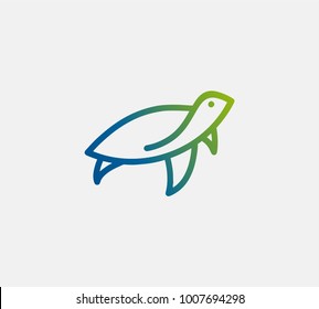 Turtle logo vector on white background, tortoise icon vector.