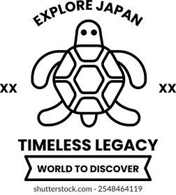Um logotipo de tartaruga com as palavras Explorar Japão