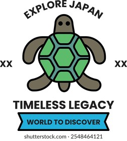 A turtle logo with the words Explore Japan