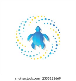 
Turtle logo.
Yellow and blue circles.
Vector illustration.