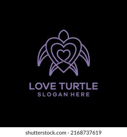 Turtle love gradient monoline style logo template