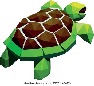 Schildkröte, Low-Poly, auf weißem Hintergrund 