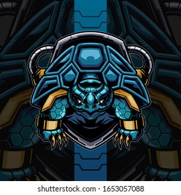 Turtle machine illustration with shield