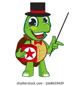 turtle magical mascot cartoon in vector