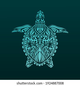 Turtle mandala ocean animal.Wild reptile isolated in white background.Summer underwater marine. Vector illustration svg