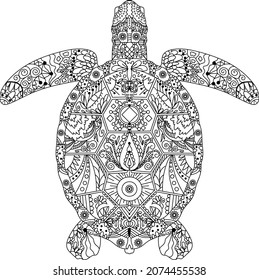 Turtle Mandala vector style Art - Beauty Mandala Pattern. Oriental pattern, vector illustration. Islam, Arabic, Indian, Turkish. colouring book for adults vector illustration. Turtle outline icon svg