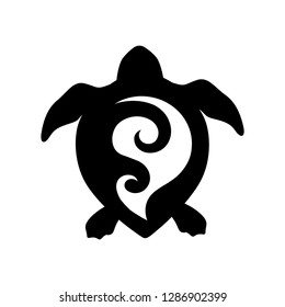 turtle with Maori tattoo shell, logo icon