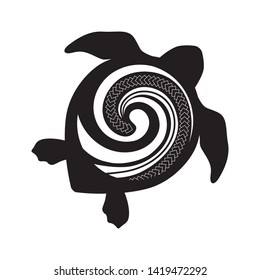 Turtle with Maori tattoo shell, logo icon