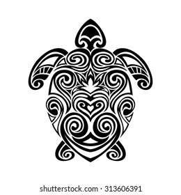  turtle in maori tattoo style
