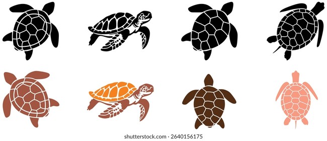 Turtle marine animal icon. Sea turtle silhouette. vector illustration