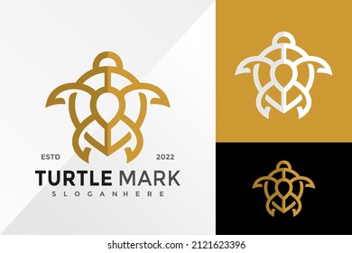 Turtle Mark Location Logo Design Vector illustration template