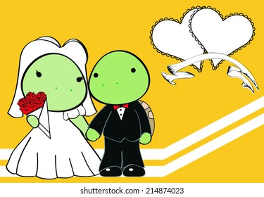 turtle married cartoon background in vector format very easy to edit