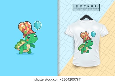 A turtle mascot cartoon character design, a vector mascot animal nature icon concept, and an isolated premium illustration for a logo, sticker, t-shirt, printable, coloring page, etc.
