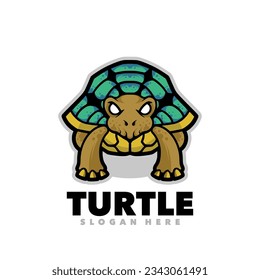 Turtle mascot cartoon logo design