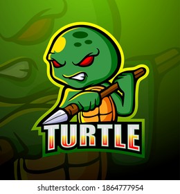 Turtle mascot esport logo design