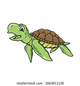 turtle mascot illustration .cartoon style ,with black outline