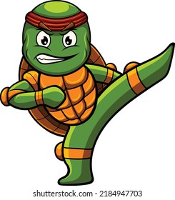 turtle mascot illustration with ninja pose