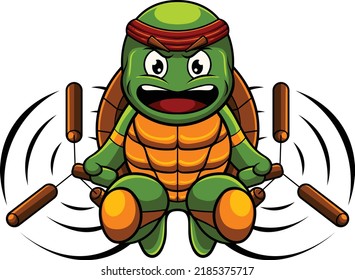 Turtle mascot illustration with ninja pose