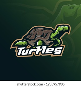 turtle mascot logo design with modern illustration concept style for badge, emblem and tshirt printing. turtles illustration for sport team.