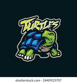 Turtle mascot logo design with modern illustration concept style for badge, emblem and t shirt printing. Cute turtle illustration.