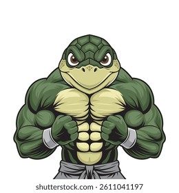 turtle mascot vector illustration muscular turtle design
