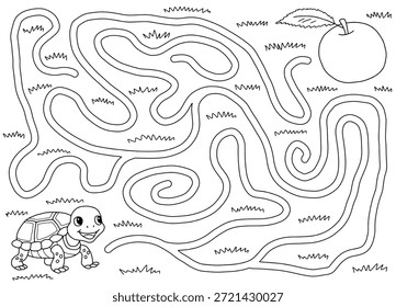 Turtle maze graphic black white sketch landscape illustration vector