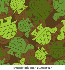 Turtle military pattern seamless. Army animal background. Soldier protective texture. Vector illustration.
