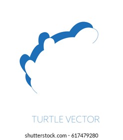 Turtle minimal vector illustration, monochrome blue drawing, positive negative silhouette