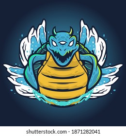 Turtle Monster Mascot Logo Vector Illustration