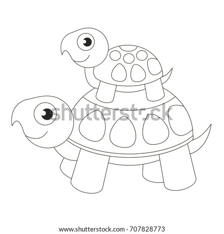 Download Turtle Mother Baby Cartoon Outlined Illustration Stock ...