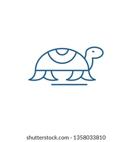 Turtle in motion line icon concept. Turtle in motion flat  vector symbol, sign, outline illustration.