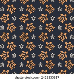Turtle multicolor repeating trendy pattern in dark background vector illustration