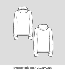 Mens Basic Hoodie Sweatshirt Flat Sketches Stock Vector (Royalty Free ...