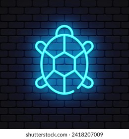 Turtle neon icon on light background.