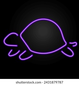 turtle neon sign, modern glowing banner design, colorful modern design trend on black background. Vector illustration.