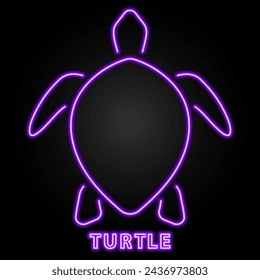 turtle neon sign, modern glowing banner design, colorful modern design trend on black background. Vector illustration.
