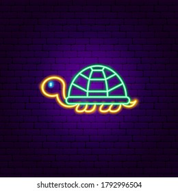 Turtle Neon Sign. Vector Illustration of Pet Promotion.