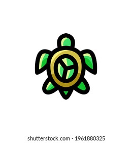 Turtle Ocean Animal Outline Icon Logo Vector Illustration
