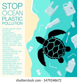 Sea Garbage Polluted Water Dead Turtle Stock Vector (Royalty Free ...