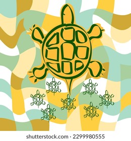 Turtle on the abstract background. Vector illustration. Eps 10.