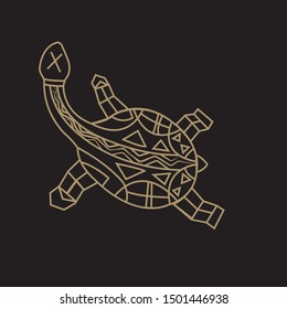 Turtle on the black Background. Isolated illustration. Vector image