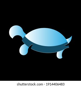 Turtle on a black background. Vector illustration for logo and icon. Abstract design of marine life. 