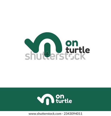 Turtle and on buttom logo for mobile internet as network logo vector