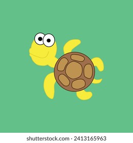 Turtle on the light green background