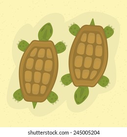 Turtle on the sand, vector format.