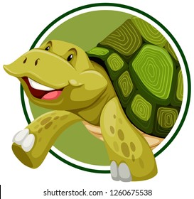 Turtle on sticker template illustration