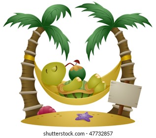 Turtle on Vacation - Vector