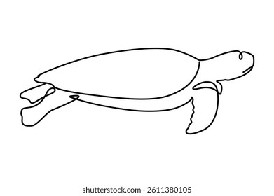 
Turtle one line drawing black liner print